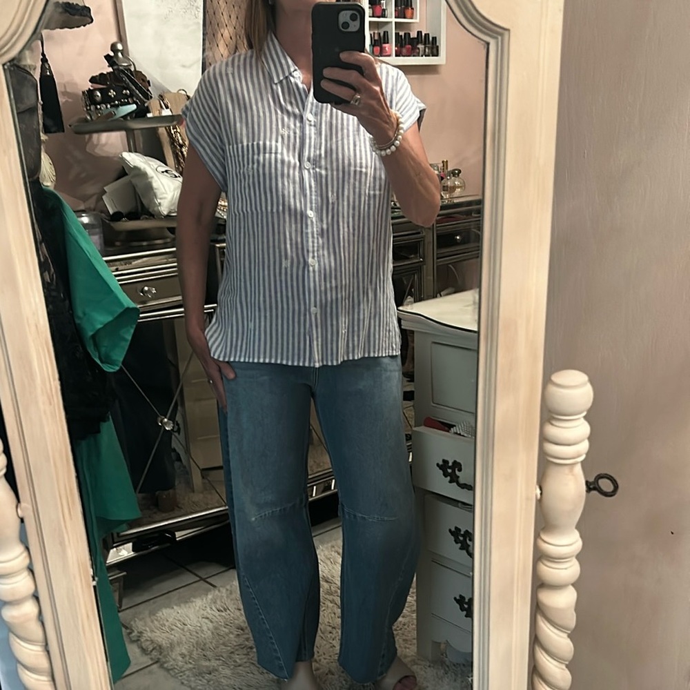 Rails blue striped daisy embroidered top - Picture 5 of 13